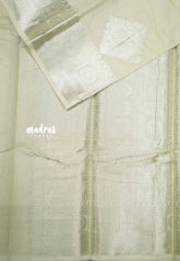 Durga - Banarasi Muslin silk with silver border and rich blouse - Mild Beige